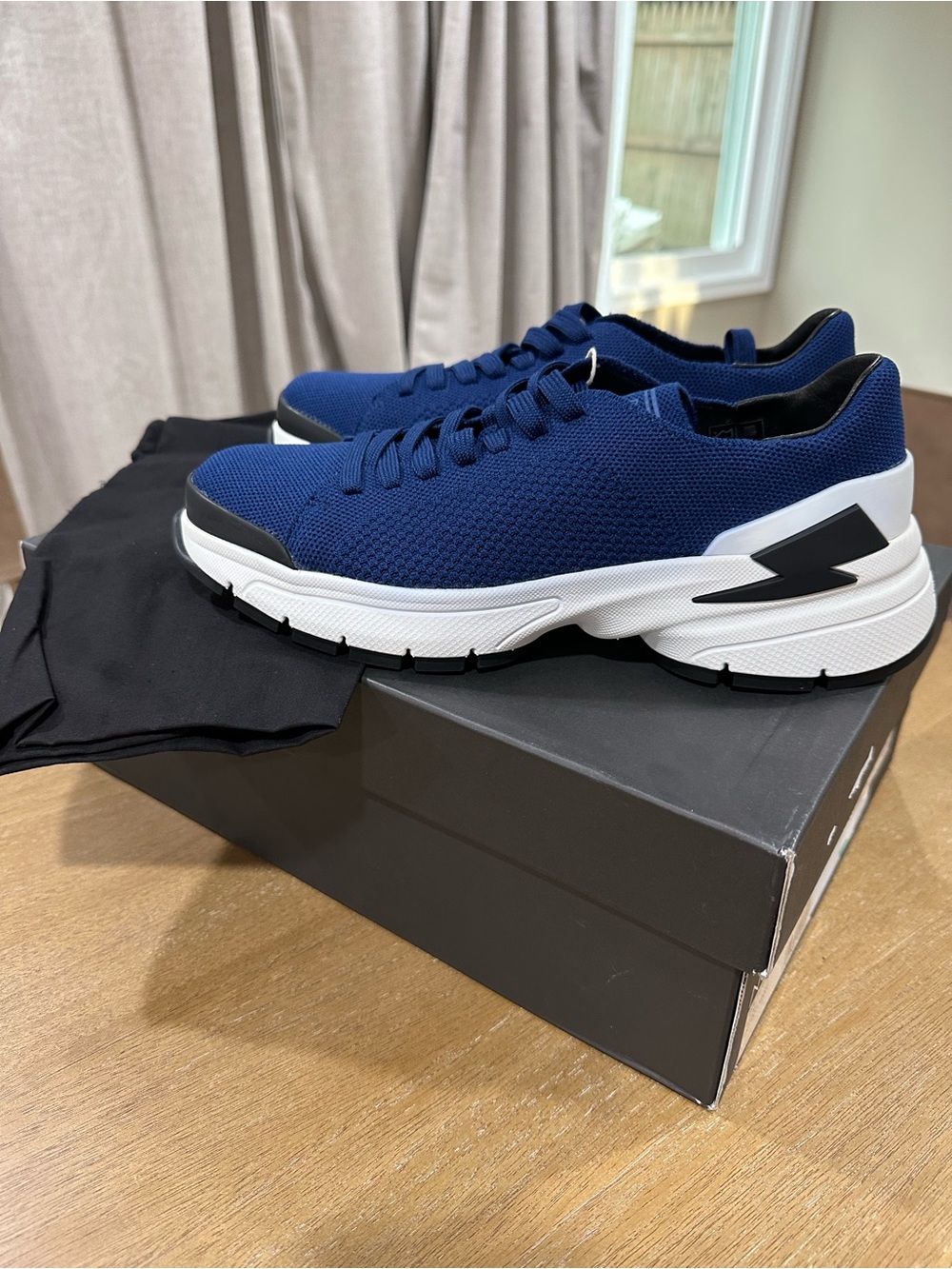 Neil Barrett Navy Knit Sneakers with White Sole (Size 40)